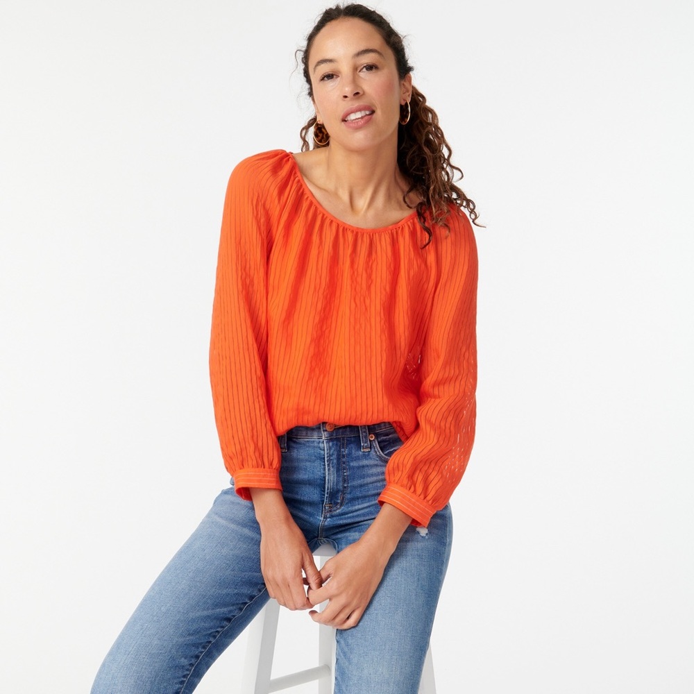 NWT J. Crew Tie Back shadow stripe blouse top